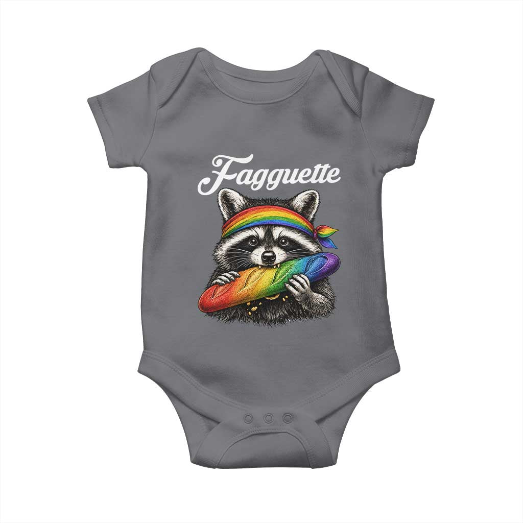 Faguette LGBTQ Baby Onesie Funny Pride Raccoon Rainbow TS14 Charcoal Print Your Wear