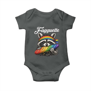 Faguette LGBTQ Baby Onesie Funny Pride Raccoon Rainbow TS14 Dark Heather Print Your Wear