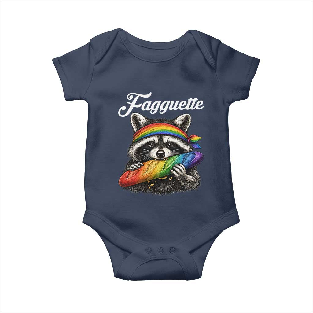 Faguette LGBTQ Baby Onesie Funny Pride Raccoon Rainbow TS14 Navy Print Your Wear