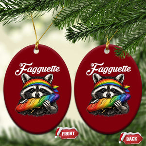 Faguette LGBTQ Ceramic Ornament Funny Pride Raccoon Rainbow TS14 Print Your Wear