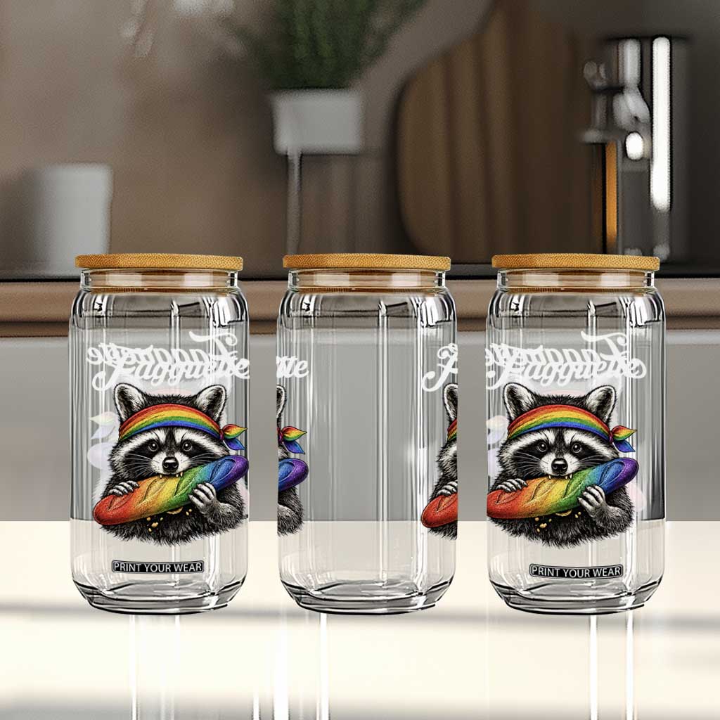 Faguette LGBTQ Glass Can Funny Pride Raccoon Rainbow TS14 Print Your Wear