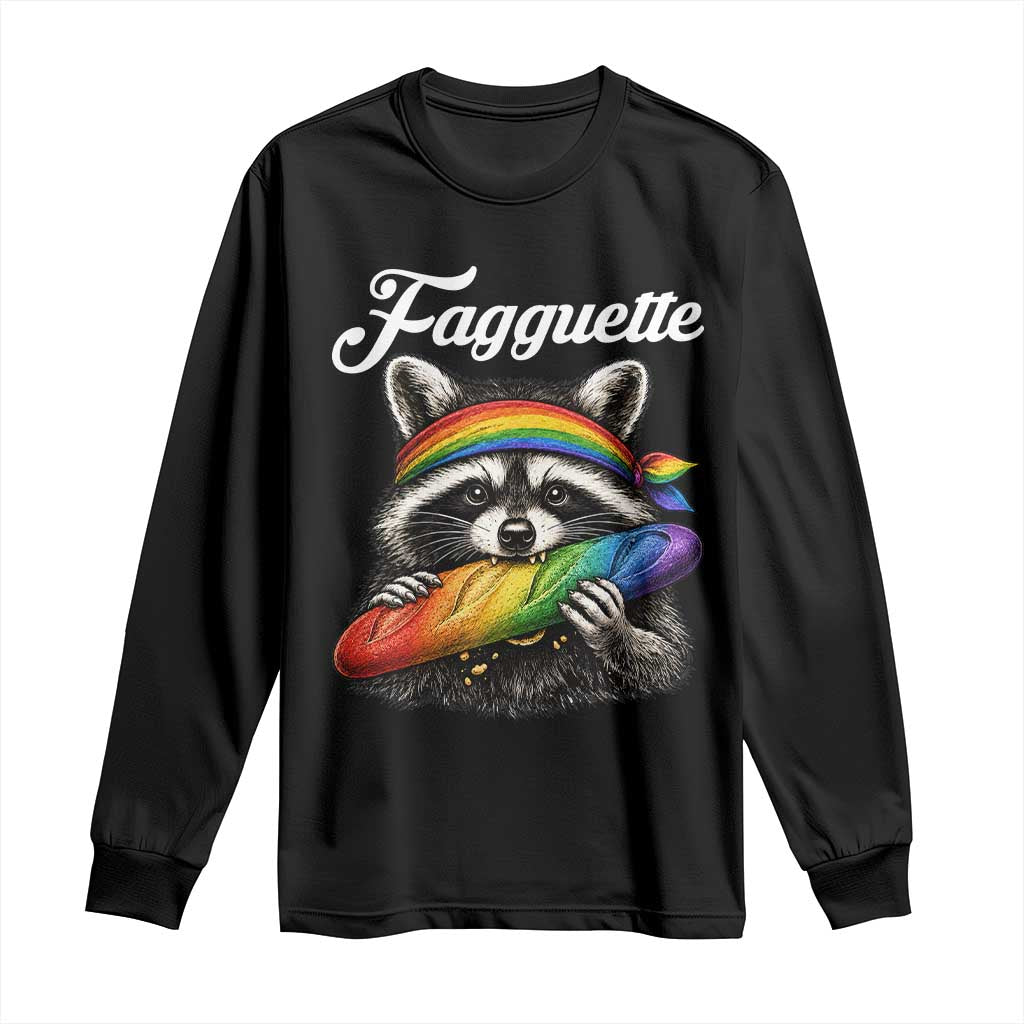 Faguette LGBTQ Long Sleeve Shirt Funny Pride Raccoon Rainbow TS14 Black Print Your Wear