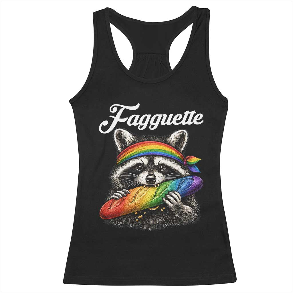 Faguette LGBTQ Racerback Tank Top Funny Pride Raccoon Rainbow TS14 Black Print Your Wear