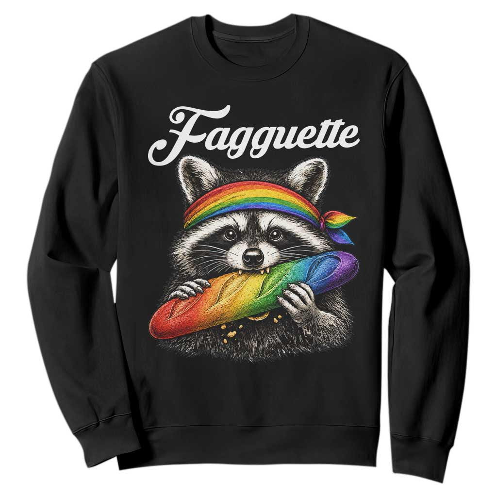 Faguette LGBTQ Sweatshirt Funny Pride Raccoon Rainbow TS14 Black Print Your Wear