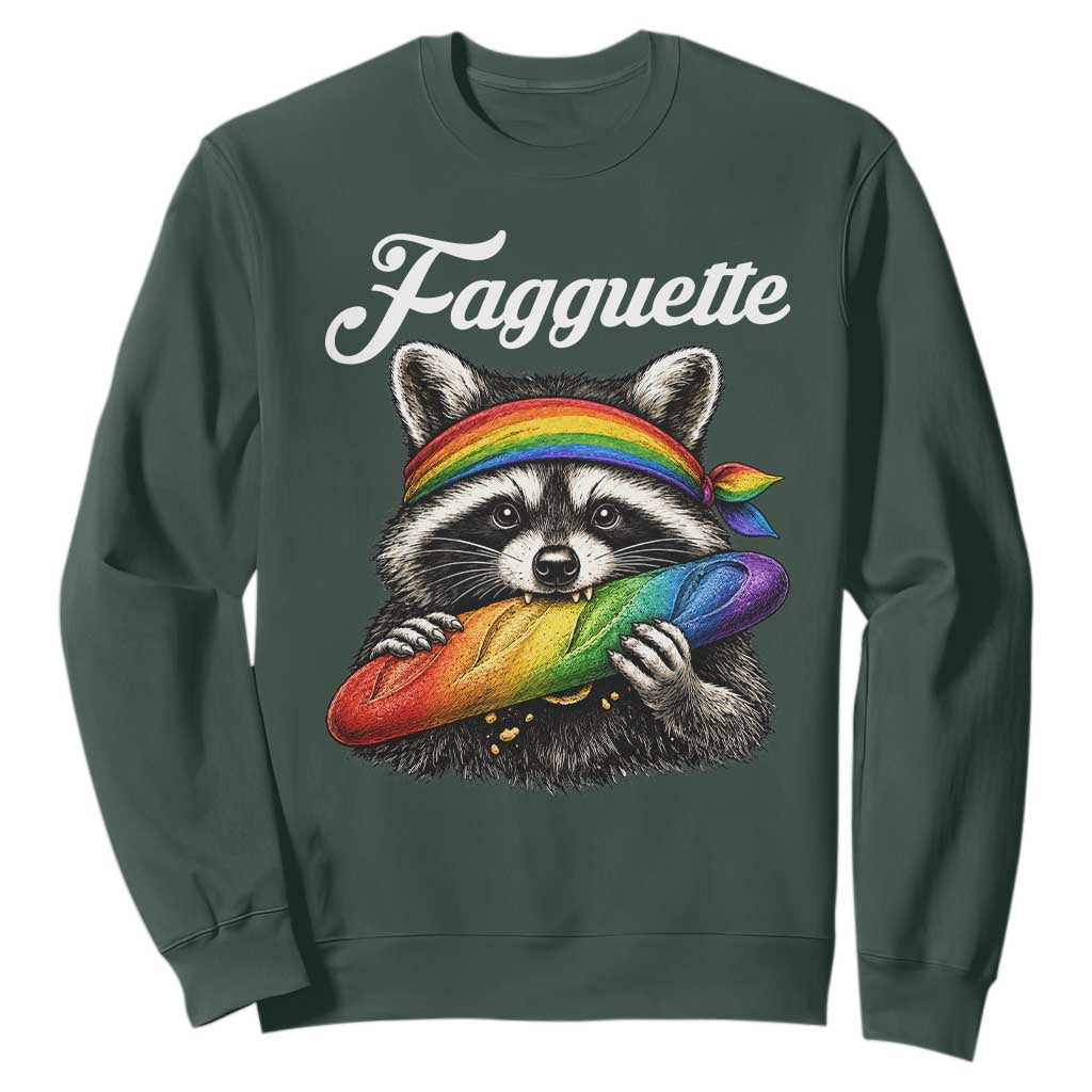 Faguette LGBTQ Sweatshirt Funny Pride Raccoon Rainbow TS14 Dark Forest Green Print Your Wear