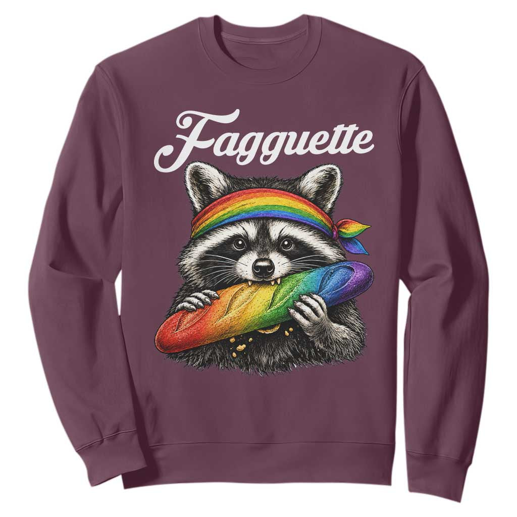 Faguette LGBTQ Sweatshirt Funny Pride Raccoon Rainbow TS14 Maroon Print Your Wear