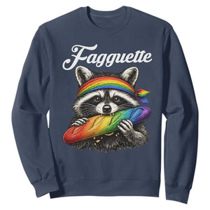 Faguette LGBTQ Sweatshirt Funny Pride Raccoon Rainbow TS14 Navy Print Your Wear