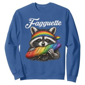 Faguette LGBTQ Sweatshirt Funny Pride Raccoon Rainbow TS14 Royal Blue Print Your Wear