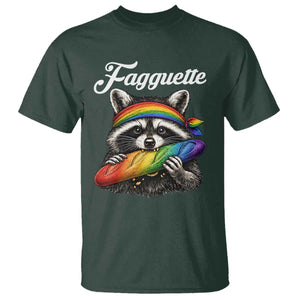 Faguette LGBTQ T Shirt Funny Pride Raccoon Rainbow TS14 Dark Forest Green Print Your Wear
