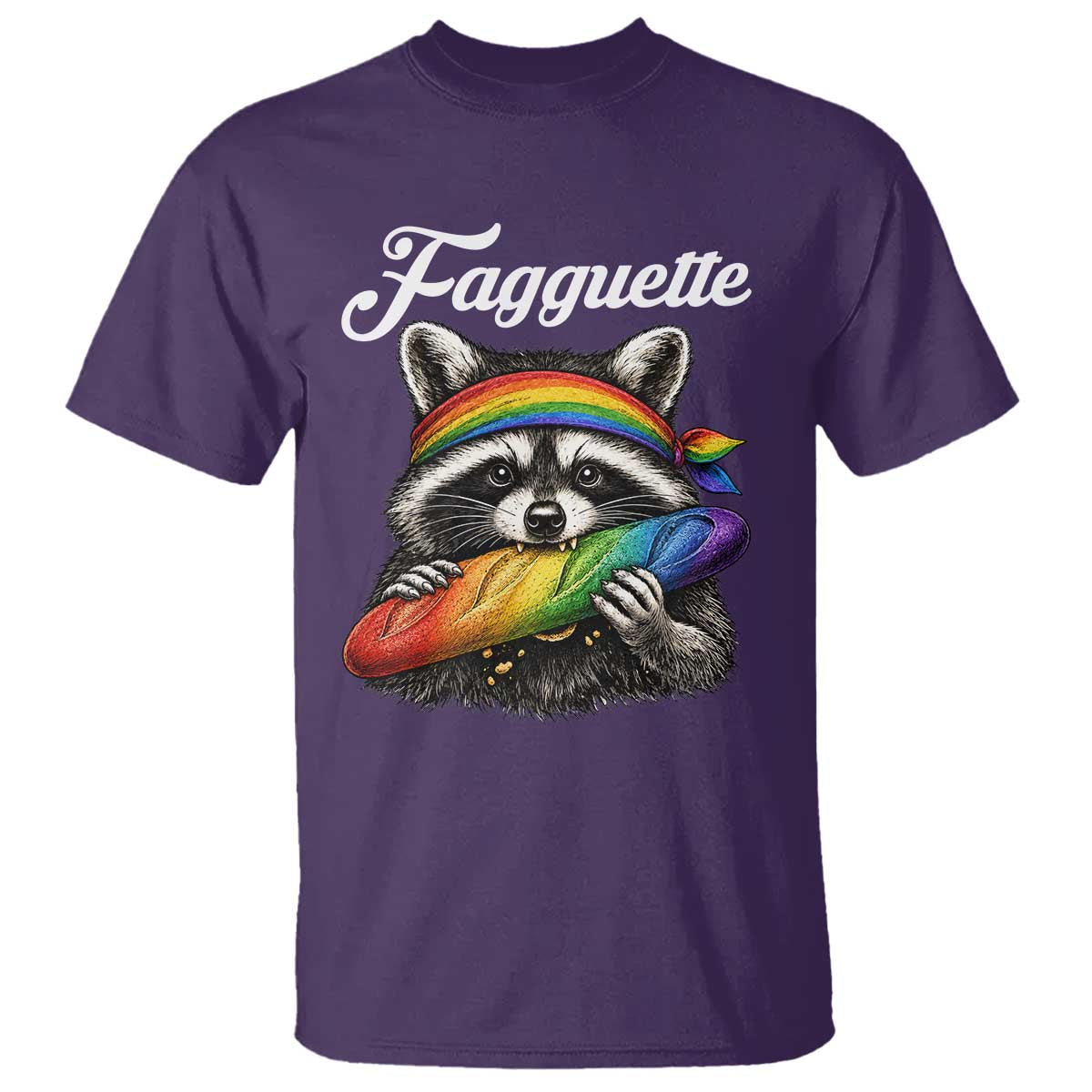 Faguette LGBTQ T Shirt Funny Pride Raccoon Rainbow TS14 Purple Print Your Wear