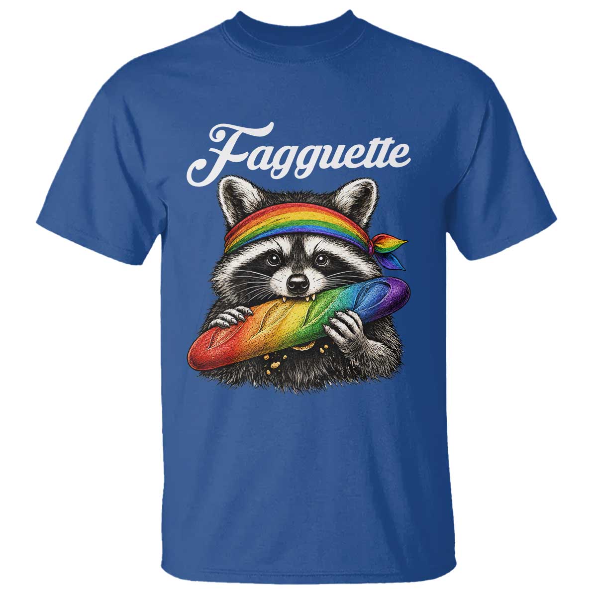 Faguette LGBTQ T Shirt Funny Pride Raccoon Rainbow TS14 Royal Blue Print Your Wear