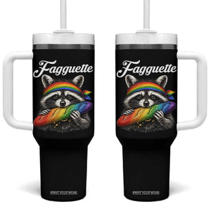 Faguette LGBTQ Tumbler With Handle Funny Pride Raccoon Rainbow TS14 One Size: 40 oz Black Print Your Wear