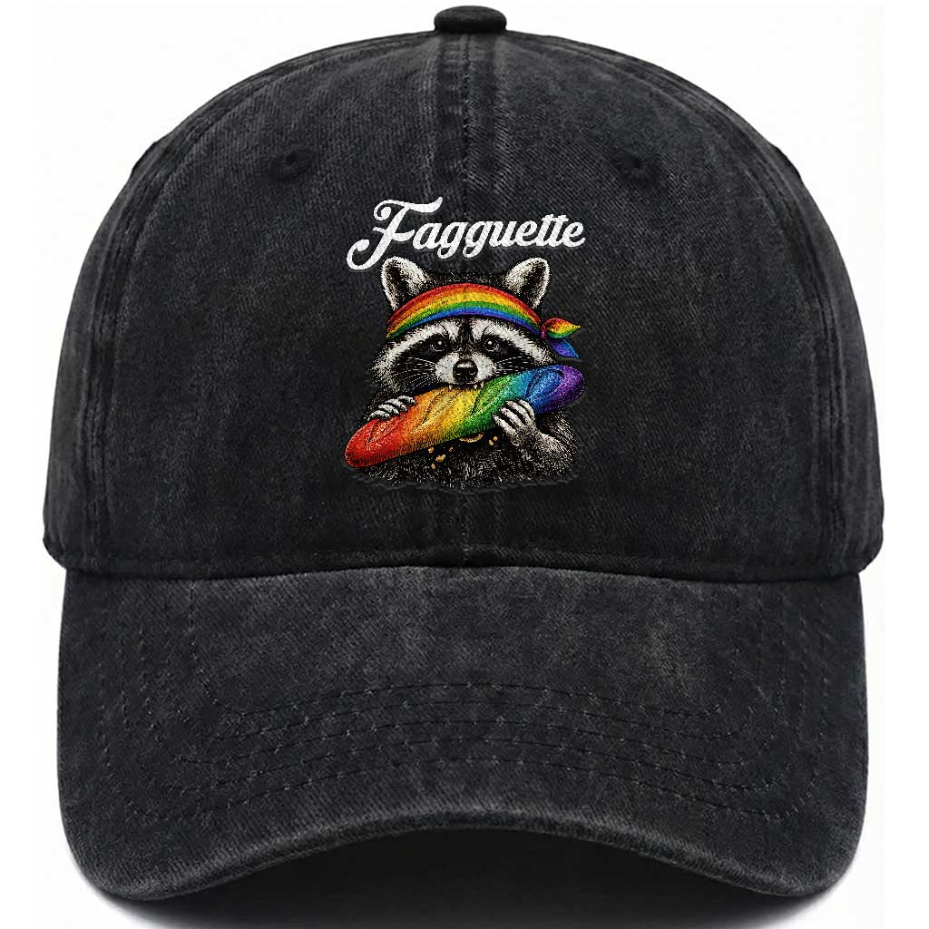 Faguette LGBTQ Washed Cotton Baseball Cap Funny Pride Raccoon Rainbow TS14 Print Your Wear
