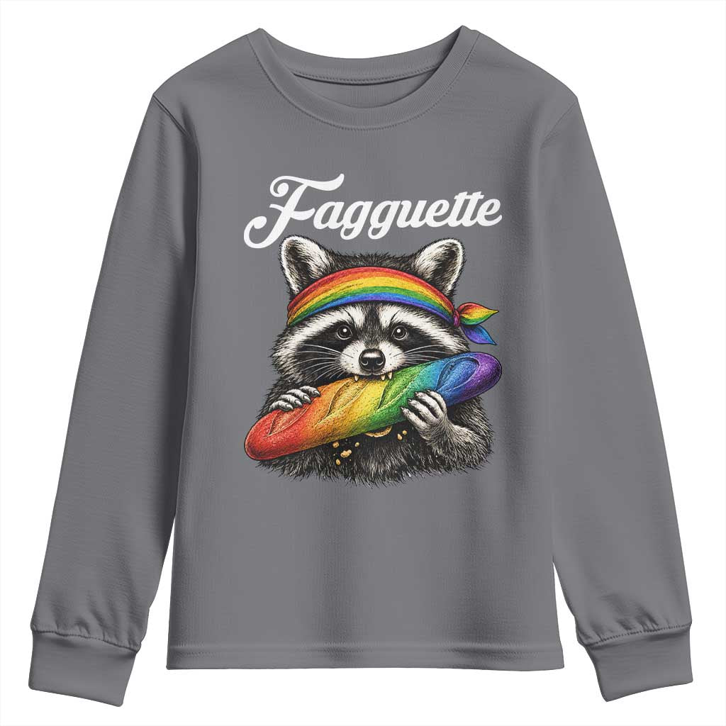 Faguette LGBTQ Youth Sweatshirt Funny Pride Raccoon Rainbow TS14 Charcoal Print Your Wear