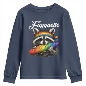 Faguette LGBTQ Youth Sweatshirt Funny Pride Raccoon Rainbow TS14 Navy Print Your Wear