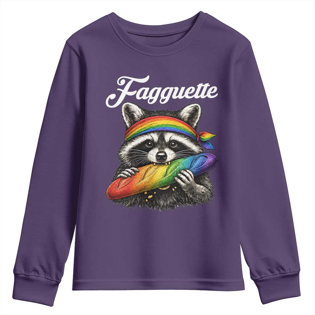 Faguette LGBTQ Youth Sweatshirt Funny Pride Raccoon Rainbow TS14 Purple Print Your Wear