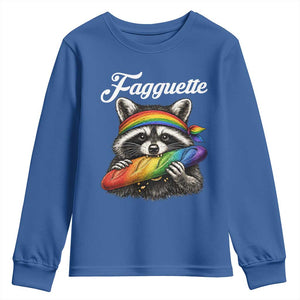 Faguette LGBTQ Youth Sweatshirt Funny Pride Raccoon Rainbow TS14 Royal Blue Print Your Wear