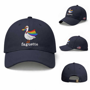 Faguette LGBTQ Baseball Cap Funny Pride Goose Rainbow TS14 Baseball Cap Universal Fit Navy Print Your Wear