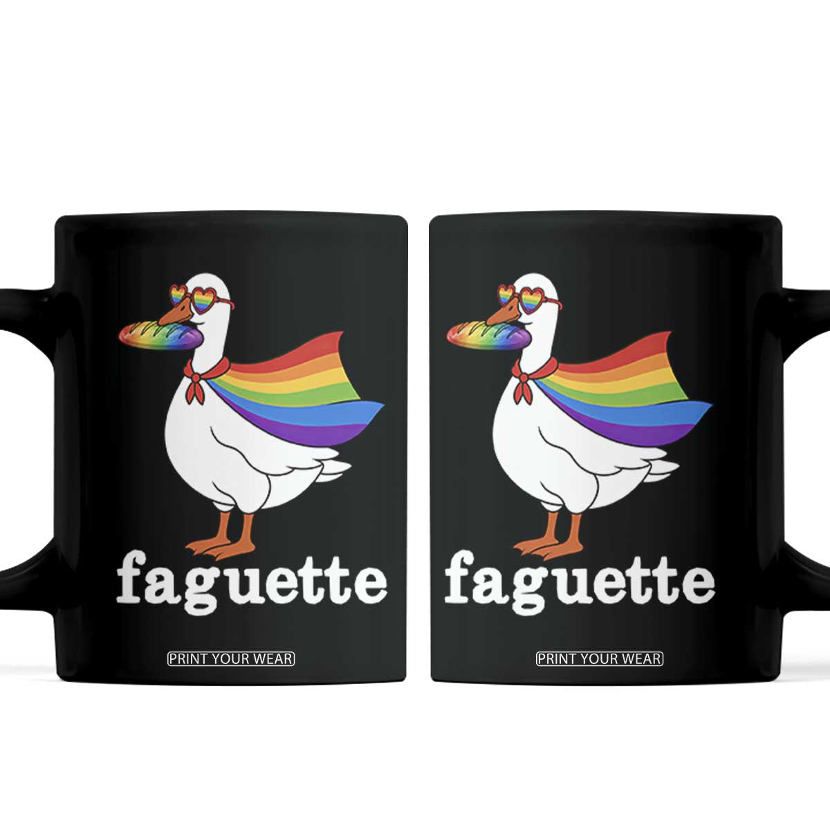 Faguette LGBTQ Coffee Mug Funny Pride Goose Rainbow TS14 Black Print Your Wear