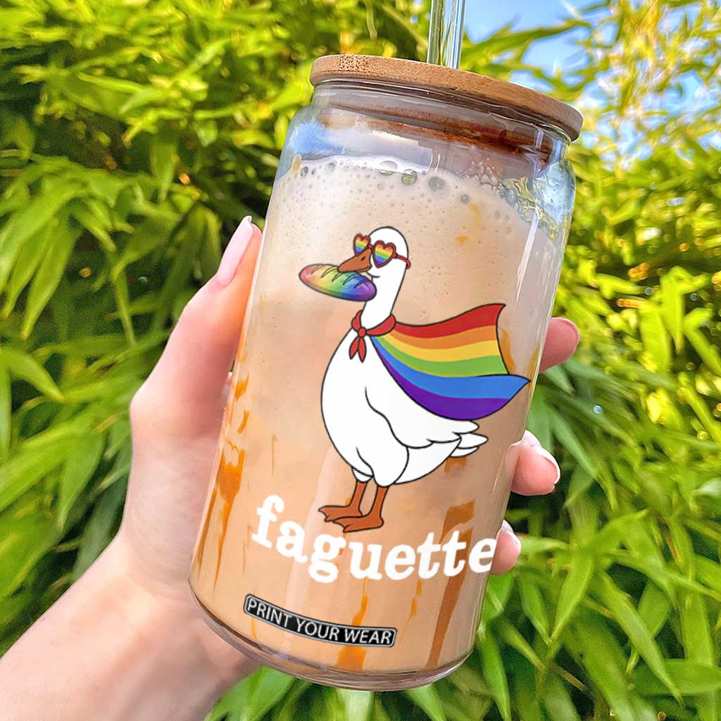 Faguette LGBTQ Glass Can Funny Pride Goose Rainbow TS14 Black Print Your Wear