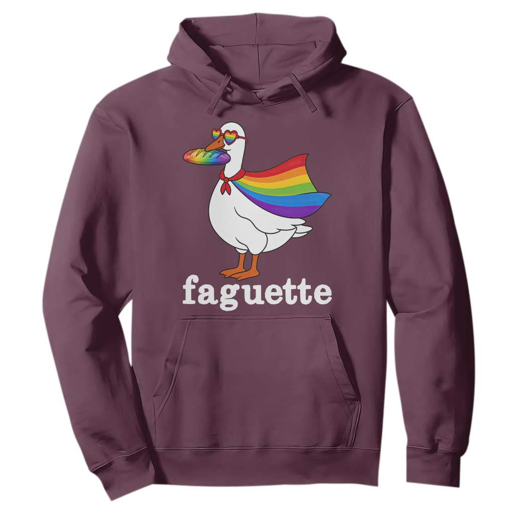 Faguette LGBTQ Hoodie Funny Pride Goose Rainbow TS14 Maroon Print Your Wear
