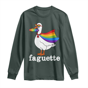 Faguette LGBTQ Long Sleeve Shirt Funny Pride Goose Rainbow TS14 Dark Forest Green Print Your Wear