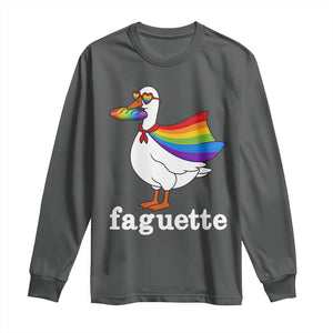 Faguette LGBTQ Long Sleeve Shirt Funny Pride Goose Rainbow TS14 Dark Heather Print Your Wear