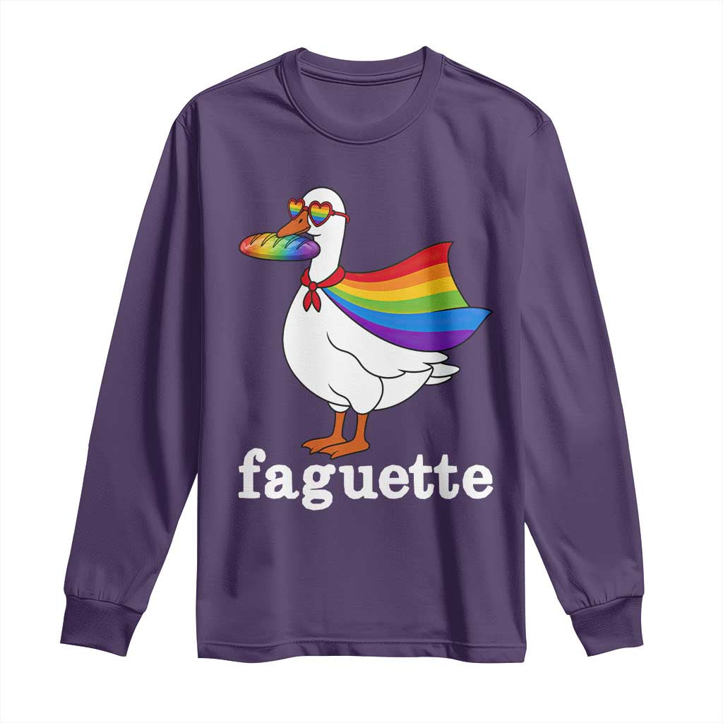 Faguette LGBTQ Long Sleeve Shirt Funny Pride Goose Rainbow TS14 Purple Print Your Wear