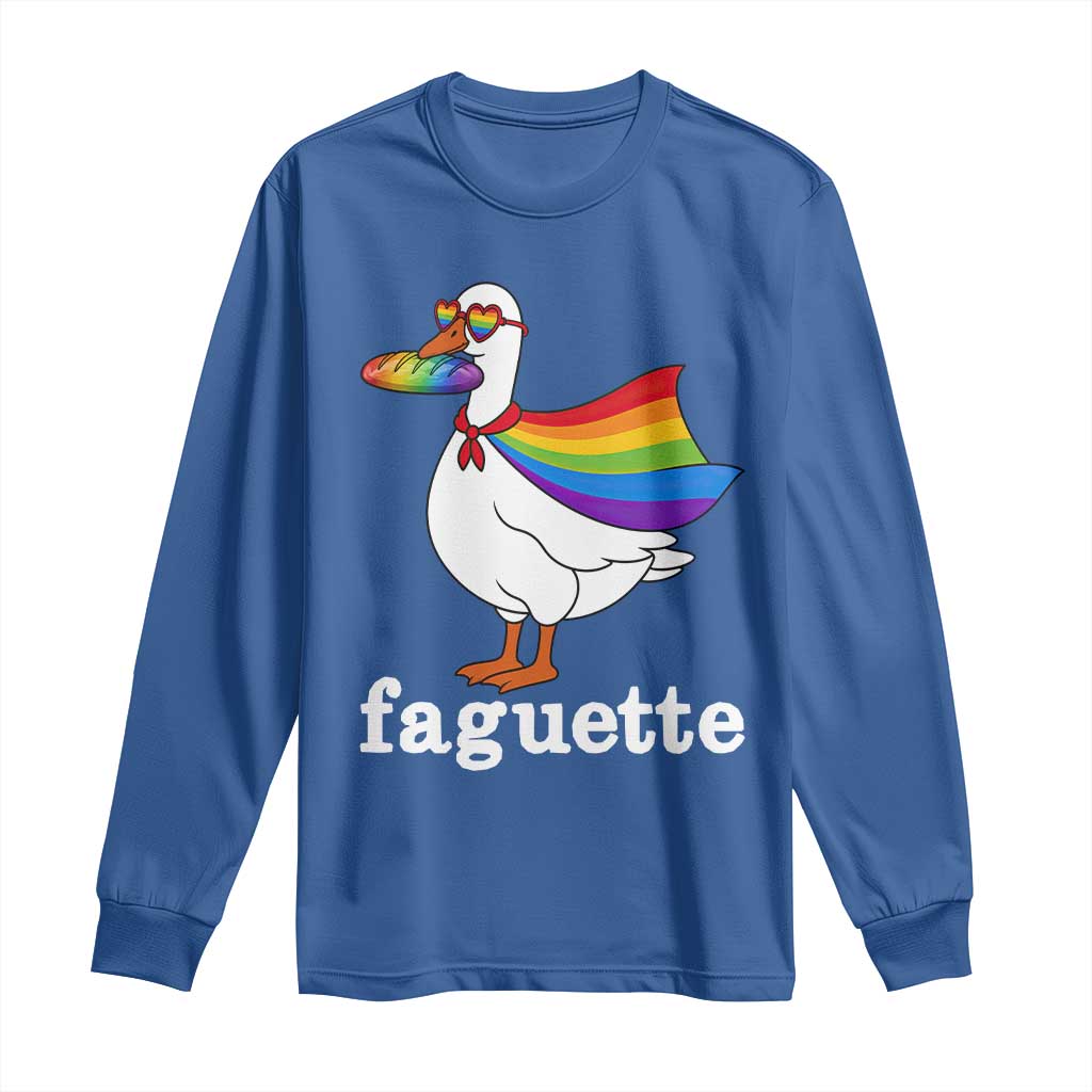 Faguette LGBTQ Long Sleeve Shirt Funny Pride Goose Rainbow TS14 Royal Blue Print Your Wear