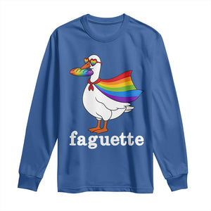 Faguette LGBTQ Long Sleeve Shirt Funny Pride Goose Rainbow TS14 Royal Blue Print Your Wear