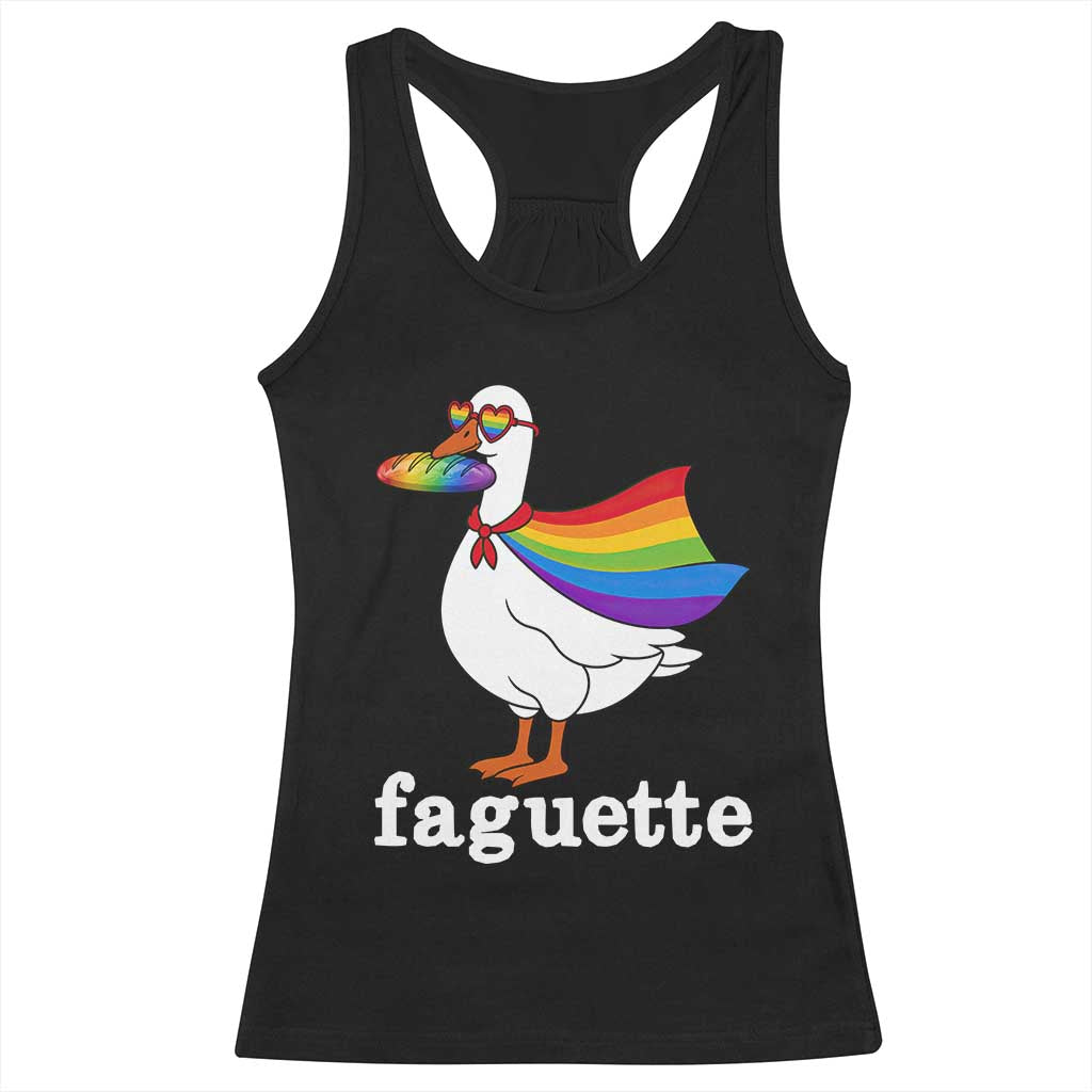 Faguette LGBTQ Racerback Tank Top Funny Pride Goose Rainbow TS14 Black Print Your Wear