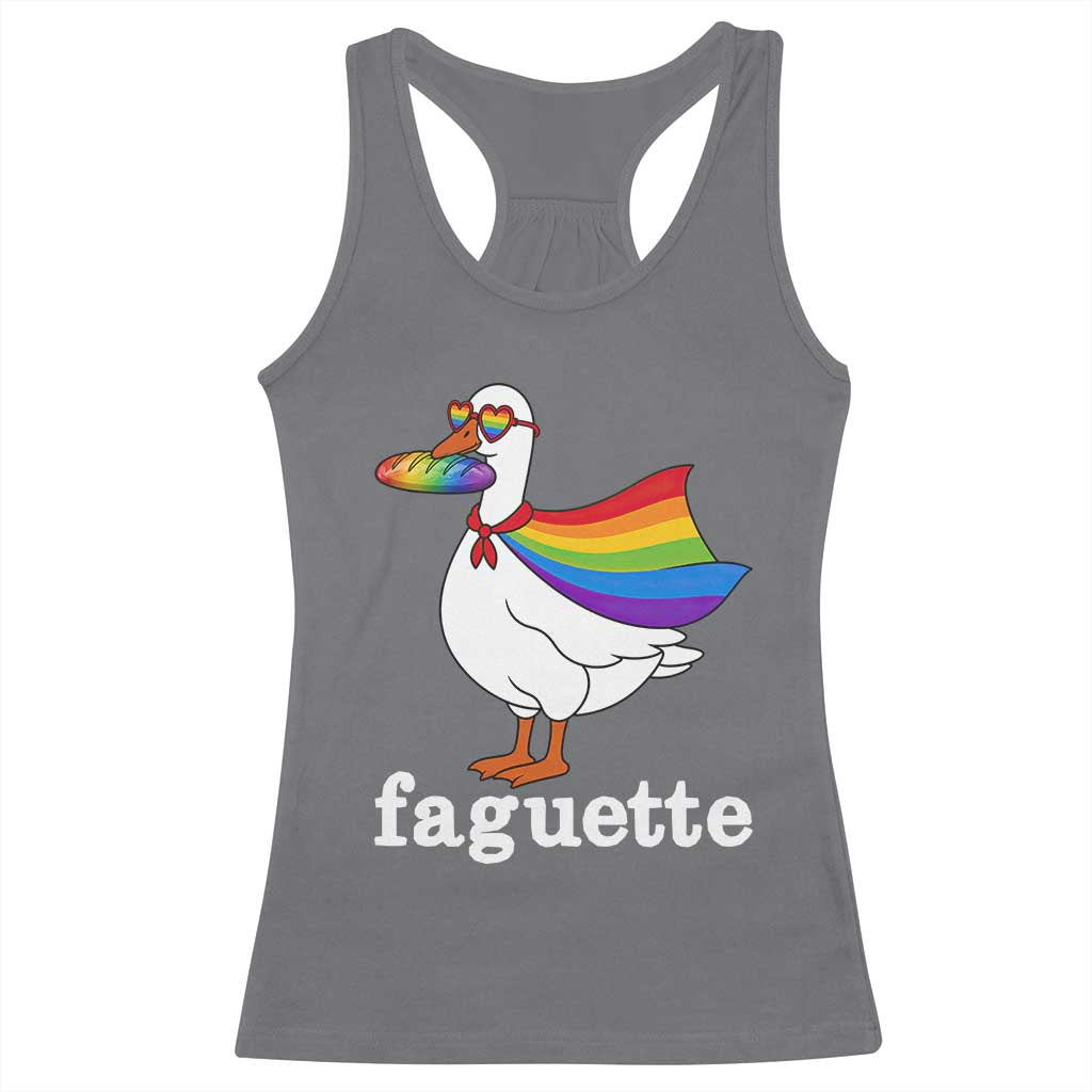 Faguette LGBTQ Racerback Tank Top Funny Pride Goose Rainbow TS14 Charcoal Print Your Wear