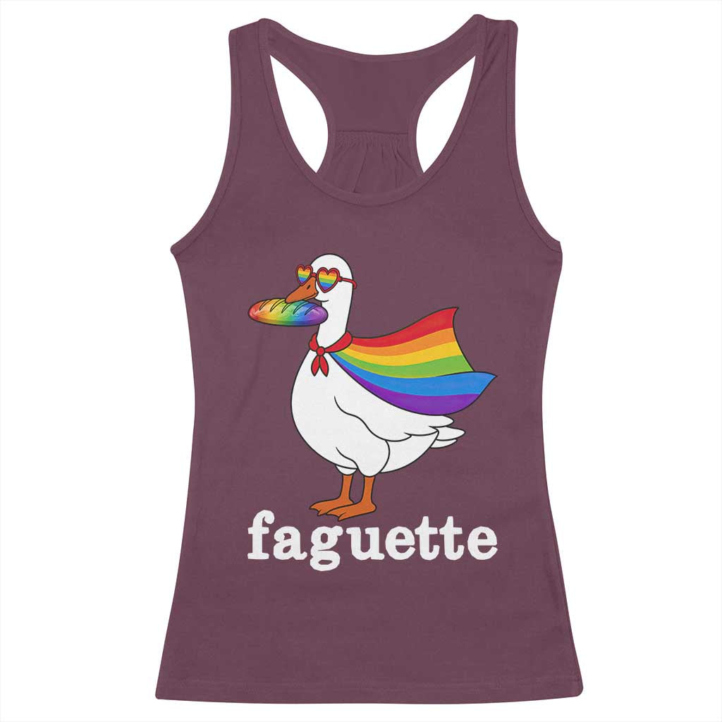 Faguette LGBTQ Racerback Tank Top Funny Pride Goose Rainbow TS14 Maroon Print Your Wear