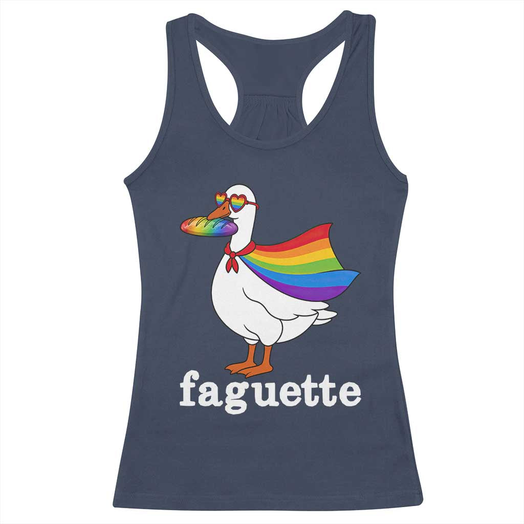 Faguette LGBTQ Racerback Tank Top Funny Pride Goose Rainbow TS14 Navy Print Your Wear