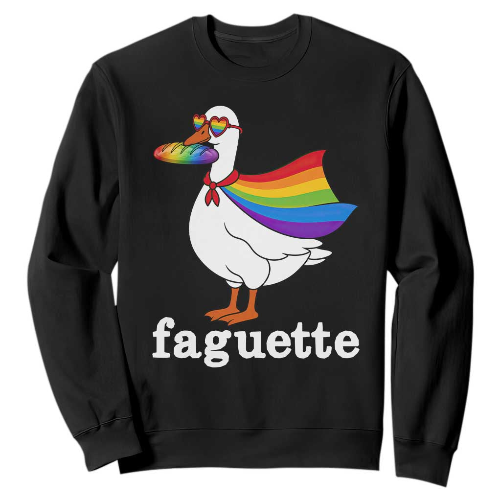 Faguette LGBTQ Sweatshirt Funny Pride Goose Rainbow TS14 Black Print Your Wear