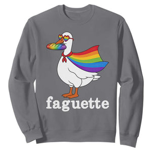 Faguette LGBTQ Sweatshirt Funny Pride Goose Rainbow TS14 Charcoal Print Your Wear