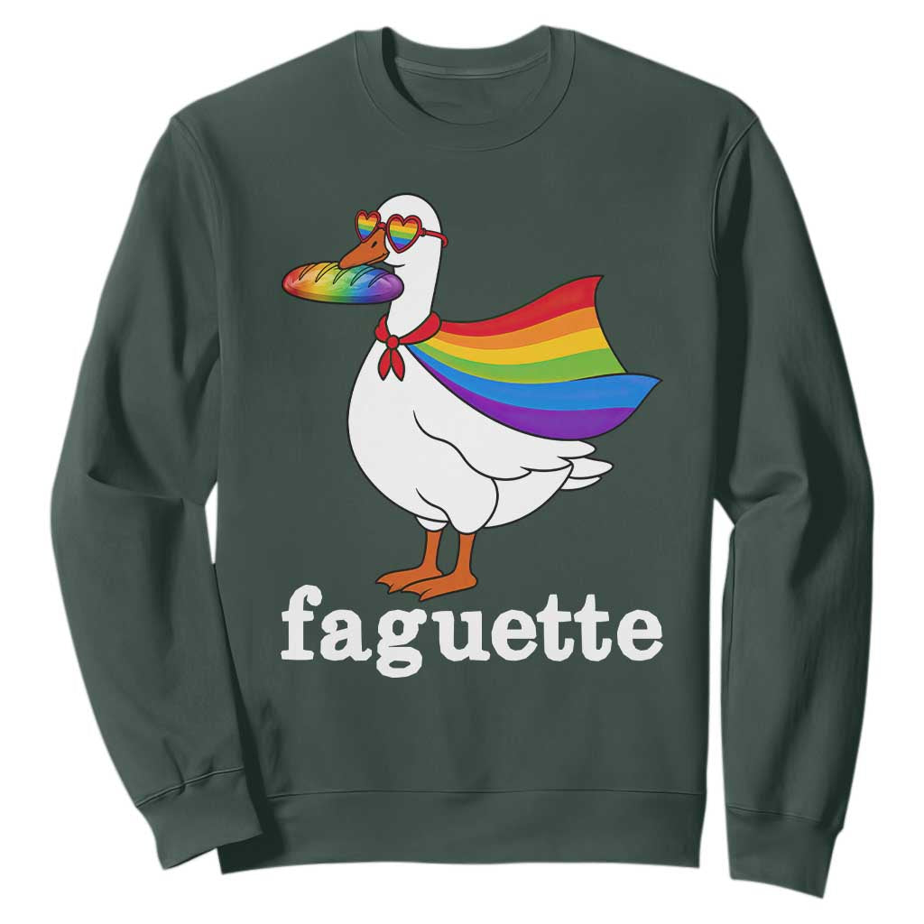 Faguette LGBTQ Sweatshirt Funny Pride Goose Rainbow TS14 Dark Forest Green Print Your Wear