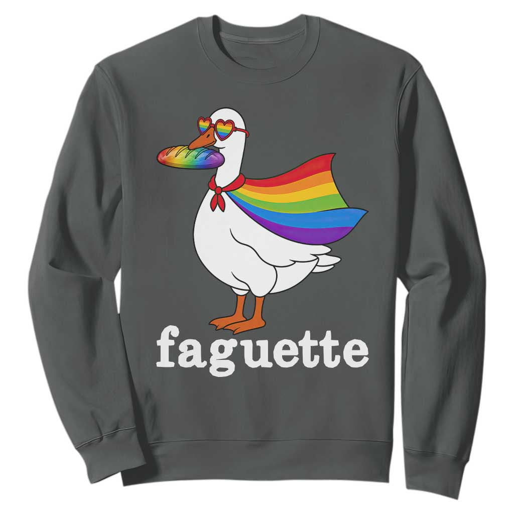 Faguette LGBTQ Sweatshirt Funny Pride Goose Rainbow TS14 Dark Heather Print Your Wear