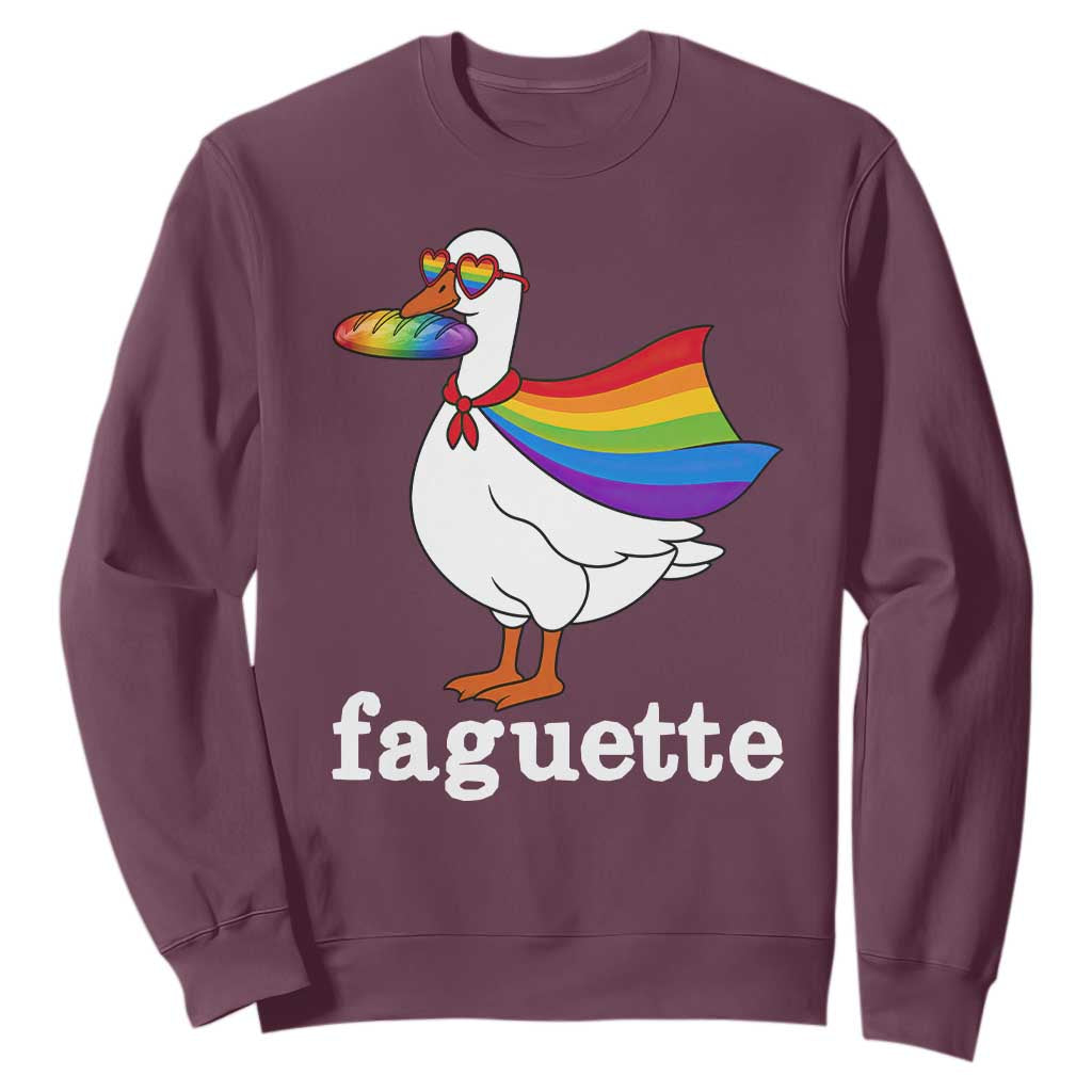 Faguette LGBTQ Sweatshirt Funny Pride Goose Rainbow TS14 Maroon Print Your Wear