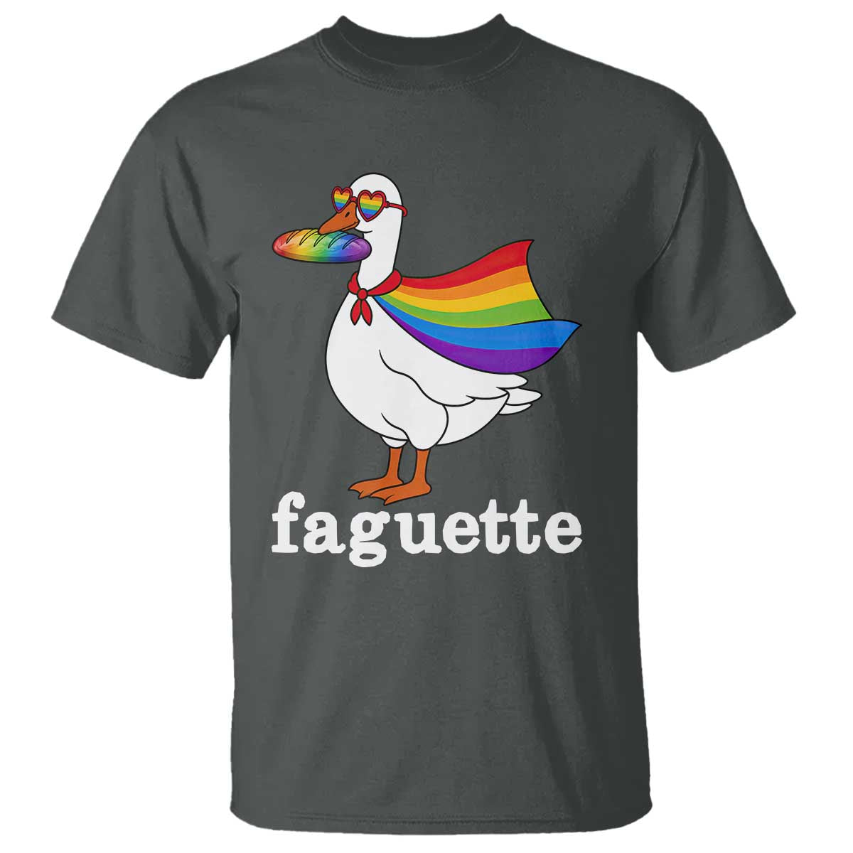 Faguette LGBTQ T Shirt Funny Pride Goose Rainbow TS14 Dark Heather Print Your Wear