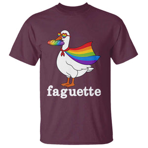 Faguette LGBTQ T Shirt Funny Pride Goose Rainbow TS14 Maroon Print Your Wear