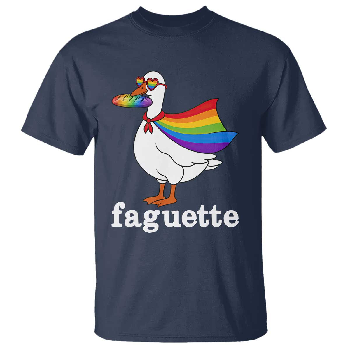 Faguette LGBTQ T Shirt Funny Pride Goose Rainbow TS14 Navy Print Your Wear