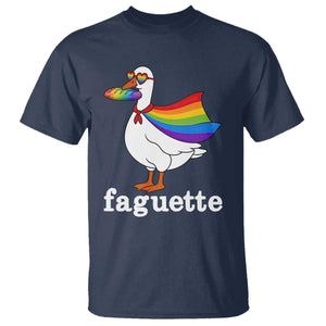 Faguette LGBTQ T Shirt Funny Pride Goose Rainbow TS14 Navy Print Your Wear