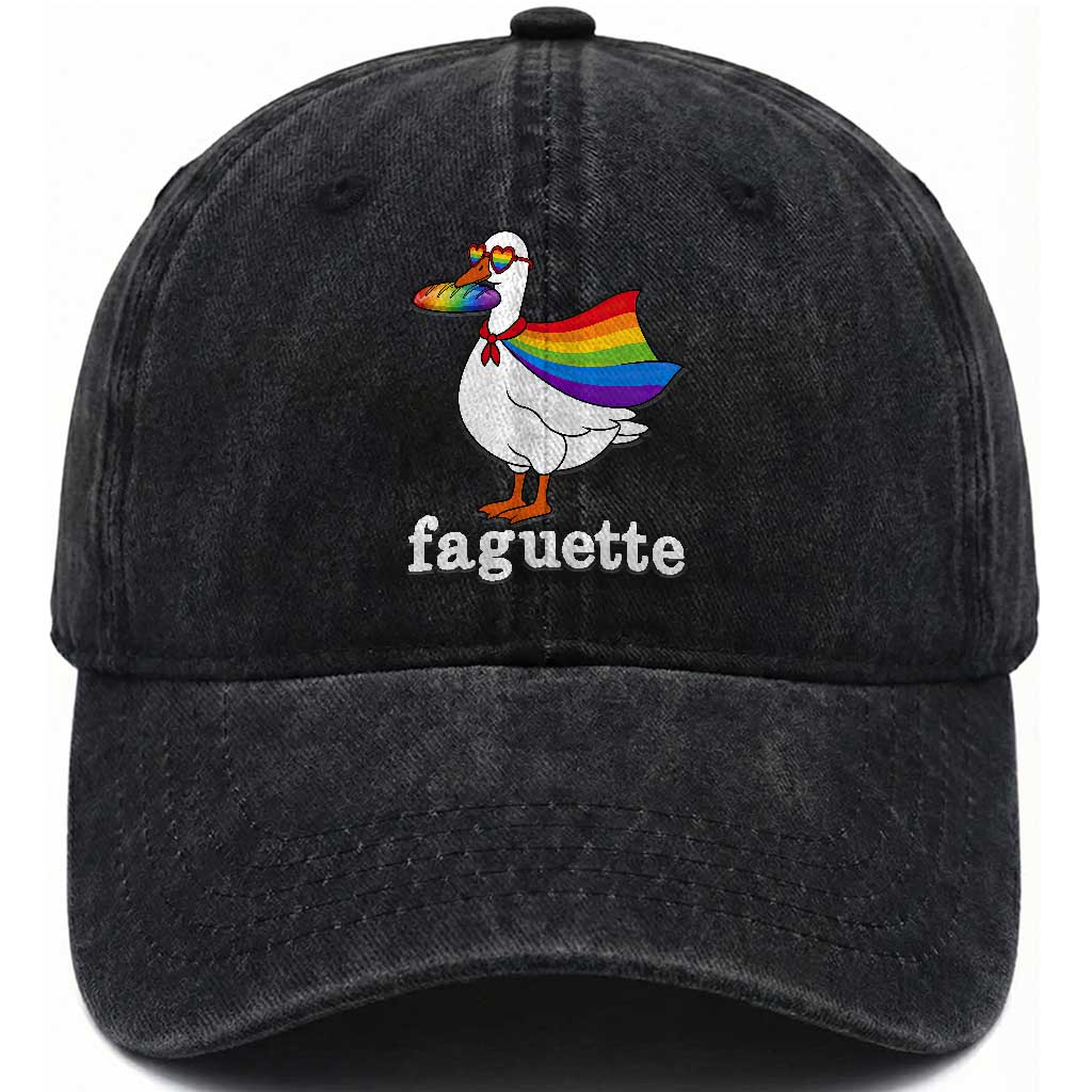 Faguette LGBTQ Washed Cotton Baseball Cap Funny Pride Goose Rainbow TS14 Print Your Wear