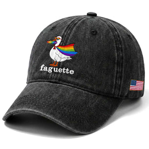 Faguette LGBTQ Washed Cotton Baseball Cap Funny Pride Goose Rainbow TS14 Print Your Wear