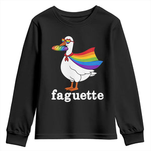Faguette LGBTQ Youth Sweatshirt Funny Pride Goose Rainbow TS14 Black Print Your Wear