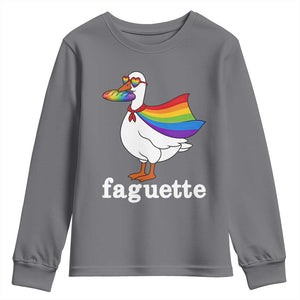 Faguette LGBTQ Youth Sweatshirt Funny Pride Goose Rainbow TS14 Charcoal Print Your Wear