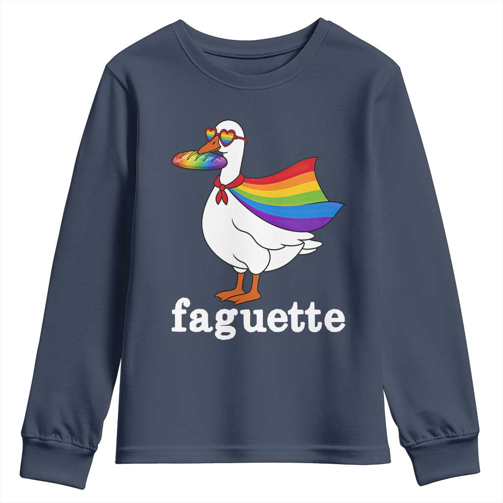 Faguette LGBTQ Youth Sweatshirt Funny Pride Goose Rainbow TS14 Navy Print Your Wear