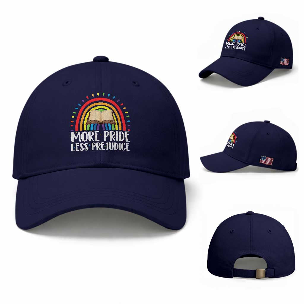 More Pride Less Prejudice Baseball Cap LGBTQ Pride Month Book Lover TS14 Baseball Cap Universal Fit Dark Blue Print Your Wear