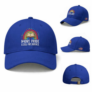 More Pride Less Prejudice Baseball Cap LGBTQ Pride Month Book Lover TS14 Baseball Cap Universal Fit Royal Blue Print Your Wear
